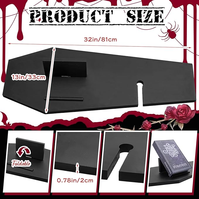 Barydat Halloween Decorations Coffin Bath Tray Gothic Coffin Serving Tray - Image 2
