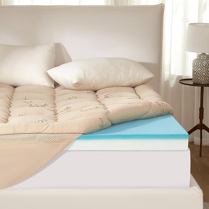 BEDLORE 4 Inch Memory Foam Mattress Topper Queen, 2-in-1 Dual Layer Design by Bedlore