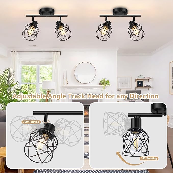 Baocuz 2-Lights Kitchen Light Fixtures Ceiling Mount, Adjustable Semi Flush - Image 3