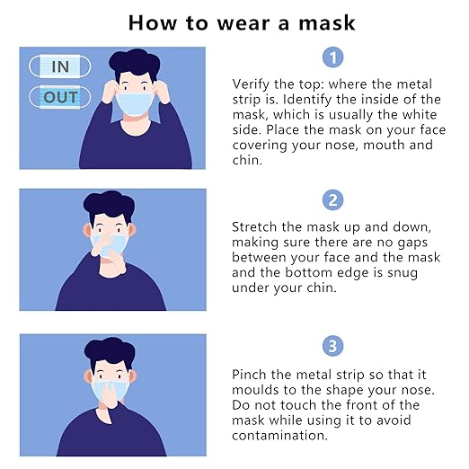 Borje Multicolor Disposable Face Masks 100 Pcs 5 Colors Face Mask 3 Ply - Image 7
