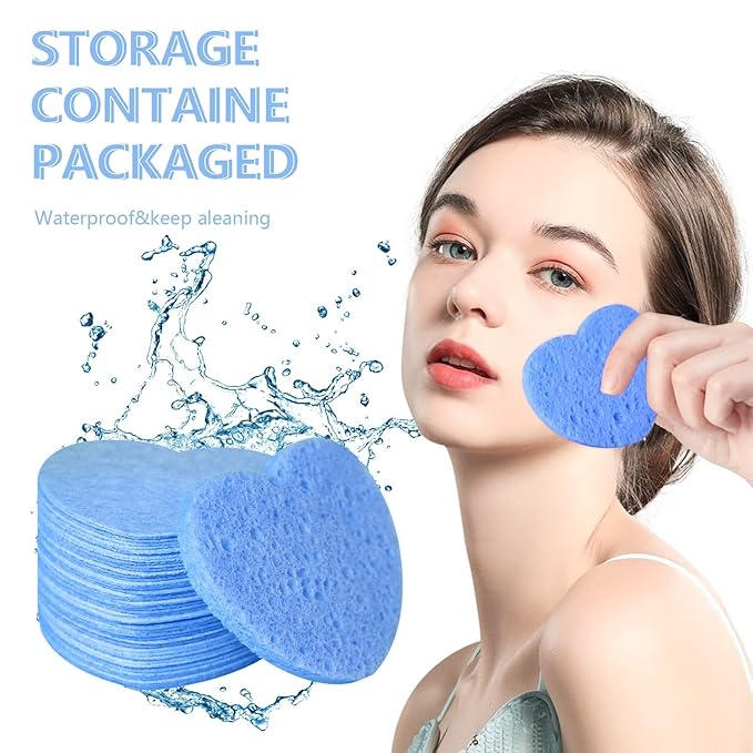 50-Count Facial Sponges Compressed, 100% Natural Cellulose Face Sponge - Image 3