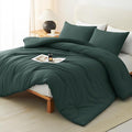 CozyLux California King Comforter Set Forest Green, 3 Pieces Cal King Solid by CozyLux