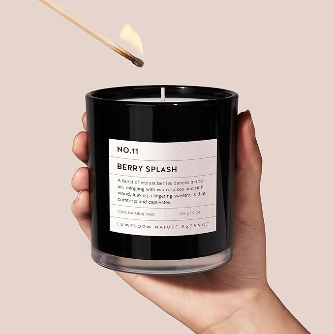 LUMELOOM Berry Splash Luxury Scented Candles, 9oz Soy Wax Candles - Image 5