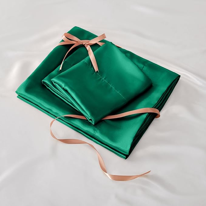 BEDELITE King Size Sheets Set, Luxury Soft Dark Green Satin Sheets - Image 7