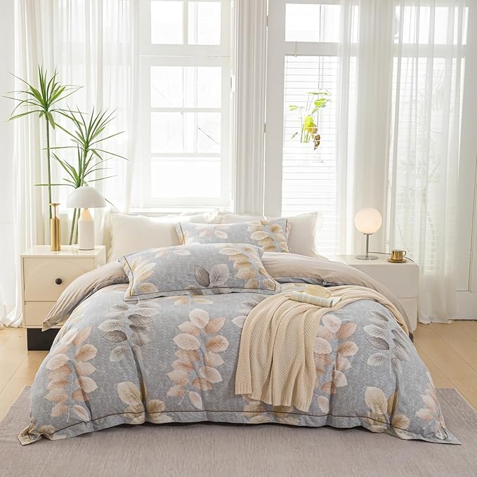 OAITE Duvet Cover Set Twin Size Floral Pattern 500 Thread Count Ultra Soft 100% by OAITE