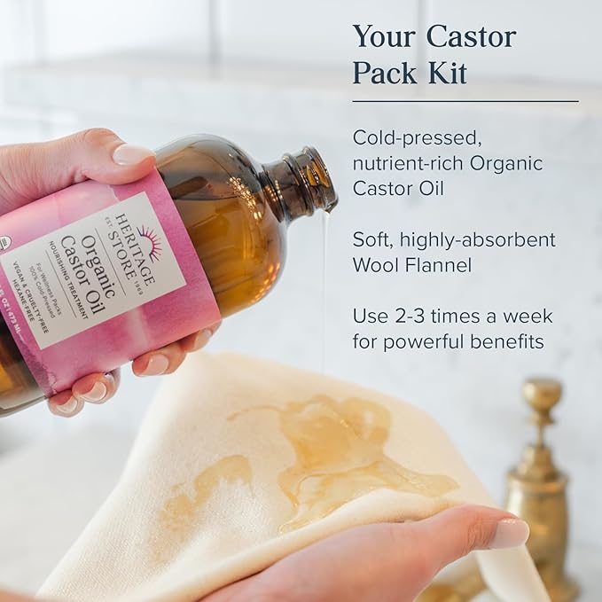 HERITAGE STORE Organic Castor Oil Pack Wrap Kit - Image 2