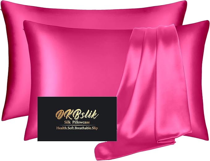 Silk Pillowcase 2 Pack, Natural Mulberry Silk Pillow Case, Anti Acne Silk by HOME