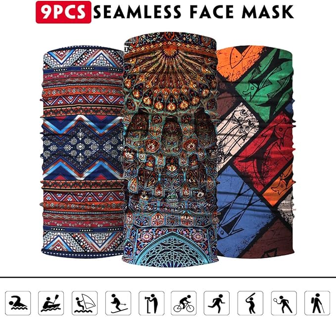 Venswell Neck Gaiter Face Mask Men Women, Seamless Bandana Rave Face Cover - Image 5