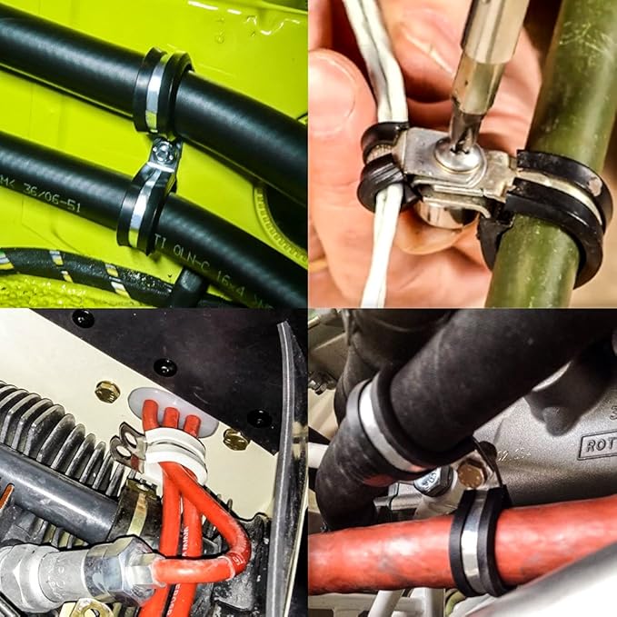 LOKMAN 20 Pack 5/8 Inch Stainless Steel Cable Clamp, Rubber Cushioned Insulated Clamp,Conduit Wire Holder Strap Clips for Tube, Pipe or Wire Cord Installation