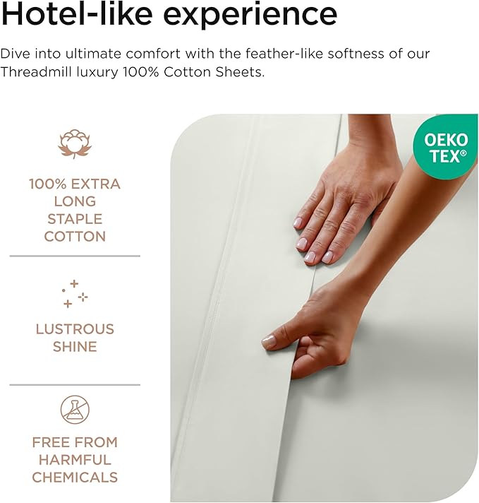 Threadmill Luxury 800 Thread Count King 100% Cotton Sheets - Image 3