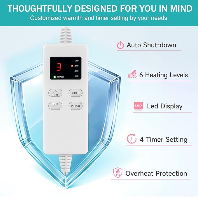 Cyan Heating Pad for Gifts Soothing Heat Therapy for Women & Men, Perfect - Image 4
