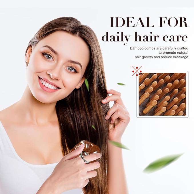 Wooden Scalp Massager for Hair Growth Support, Bamboo Scalp Massager Brush for - Image 3
