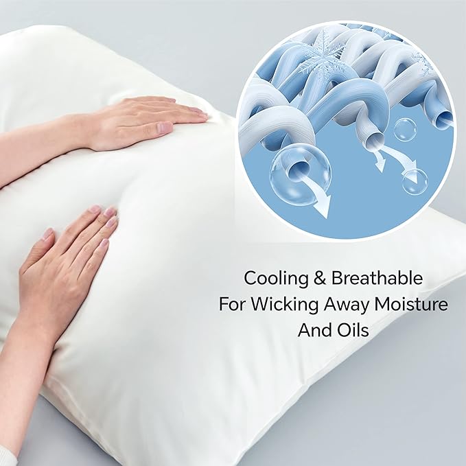 BEDELITE White Pillow Cases Queen Size Set of 2, Rayon Derived from - Image 3