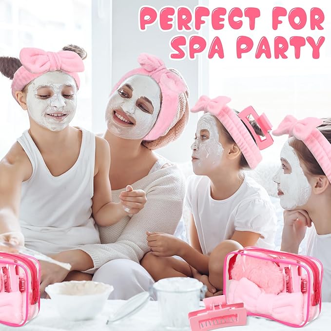 Hoteam 24 Pcs Spa Party Favors Supplies 6 Spa Headband 6 Plush Sleep Eye Mask 6 - Image 4