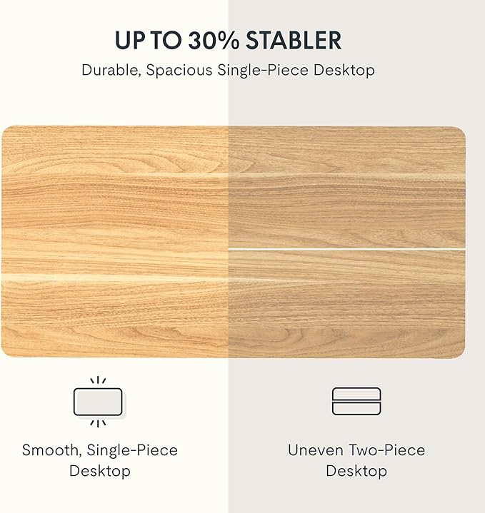 FLEXISPOT EN2Whole-Piece Standing Desk with Clamp Power Strip, 60 x 24 Electric Stand Up Height Adjustable Desk with Cable Management (Black Frame +60" Maple Top, 2 Packages)