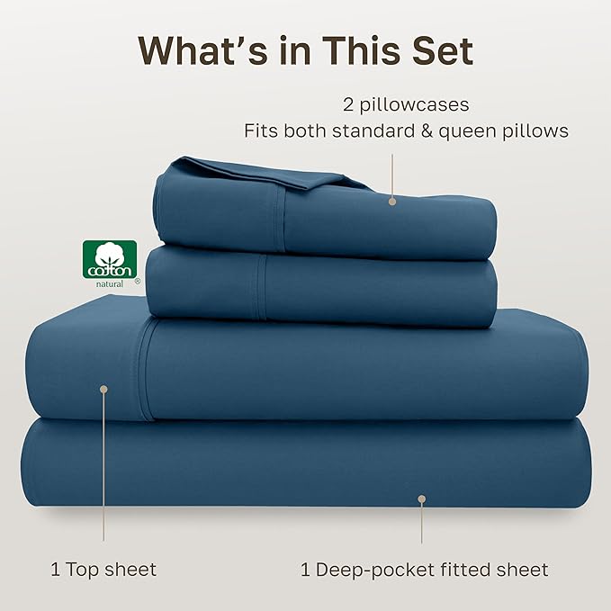 California Design Den Soft Queen Size 100% Cotton Sheet Sets, 400 TC Good - Image 4