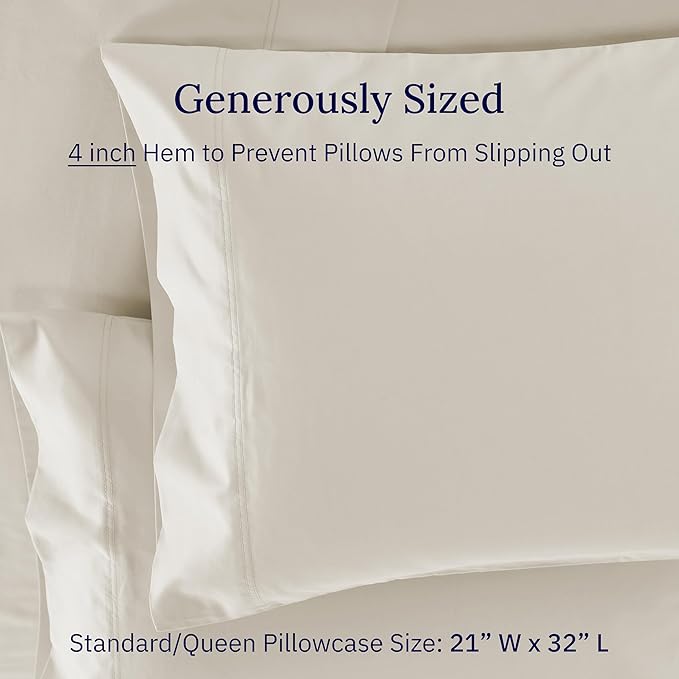 Luxuriously Soft Premium 600 Thread Count, 100% Cotton Set of 2 Cases, Crisp - Image 6