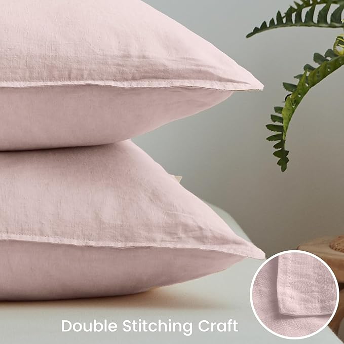 Simple&Opulence 100% Washed Linen Euro Shams 26'' x 26'' Pack of 2, Basic Style - Image 3