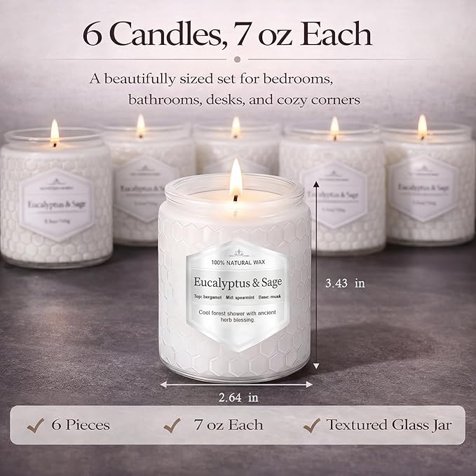 Scented Candles Gift Set for Women, 6 Pack Aromatherapy Soy Candles for Home - Image 4