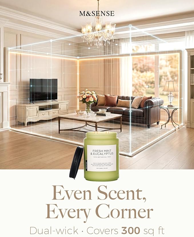 M&SENSE Large Gardenia Jasmine Scented Candles, 19.4oz Natural Soy Wax - Image 7