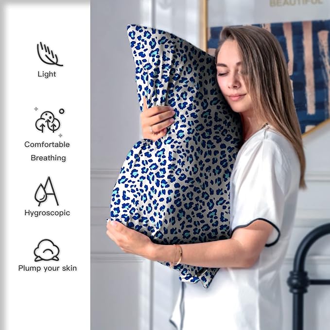Mulberry Silk Pillowcase for Hair and Skin King Size Leopard Print Silk Pillow - Image 4