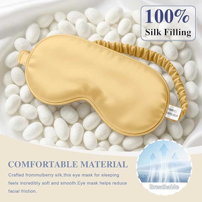 Silk Sleep Mask, Eye Mask for Sleep Women Men, Mulberry Sleeping Mask - Image 3