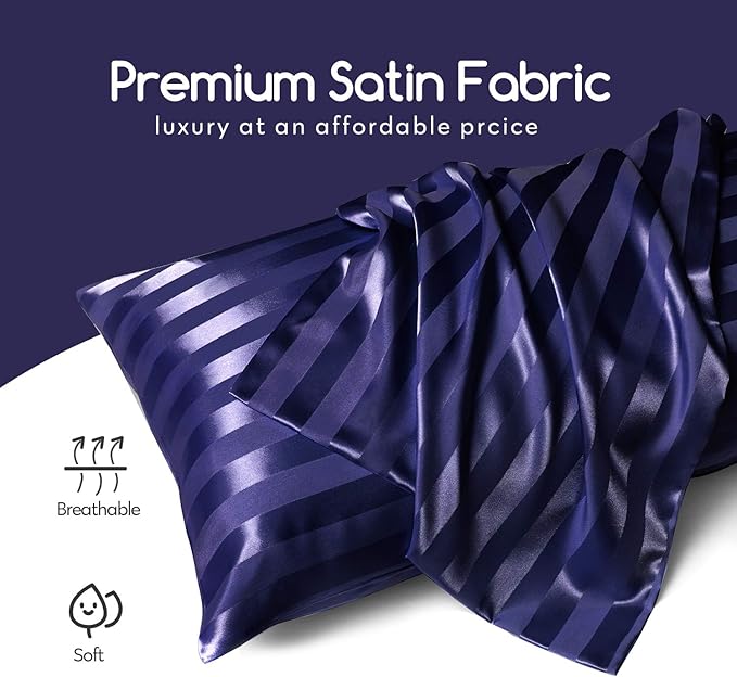 MR&HM Satin Pillowcase for Hair and Skin, Silk Satin Pillowcase 2 Pack - Image 2