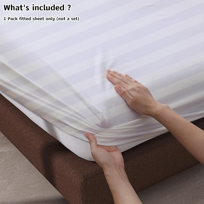 100% Egyptian Cotton Fitted Sheet Full Size, 600 Thread Count, Single Fitted - Image 4