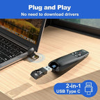 (2 Units) Rechargeable Presentation Clicker with Case, Power Digital Display Wireless Presenter Remote, Red Light Pointer Computer PowerPoint Clickers for Mac Laptop, Slideshow Google Slide Advancer