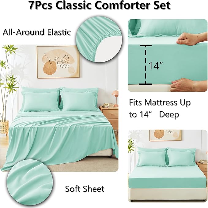 CozyLux Full Size Comforter Sets Mint Green - Image 5