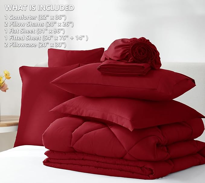 CozyLux Full Size Comforter Sets Dark Red - Image 6