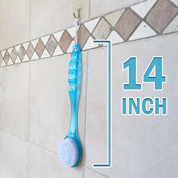 Bath Body Brush Long Handle Back Shower Brush Exfoliating Back, and Feet - Image 2