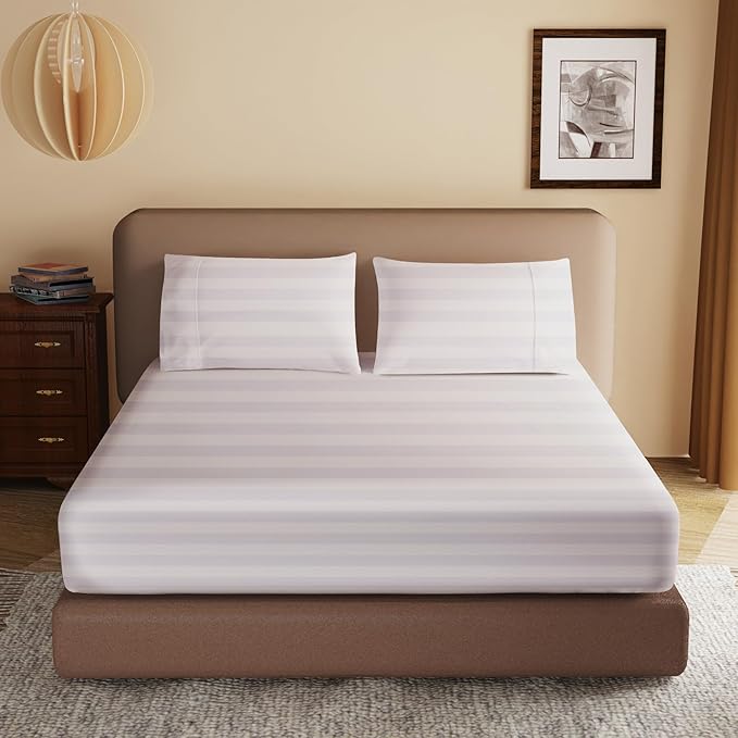 100% Egyptian Cotton Fitted Sheet Twin XL/Split King Size, 600 Thread Count by ZaizaiHome