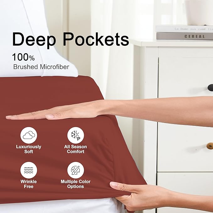 Hotella 100% Microfiber Full Size Fitted Sheet Only, Machine Washable and - Image 3