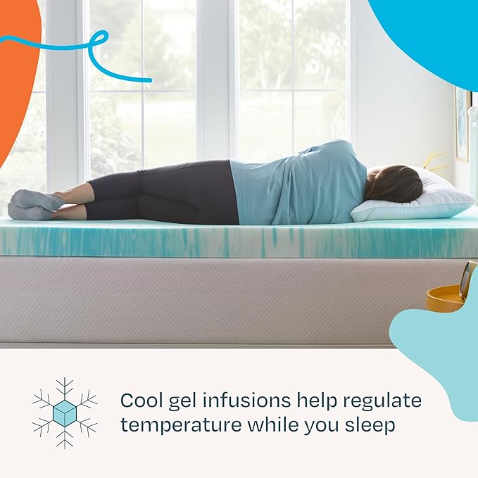 Linenspa 4 Inch Swirl Gel Memory Foam Mattress Topper, California King Size – - Image 2