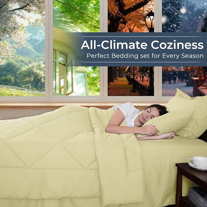 HEVUMYI Cream Yellow Twin Comforter Set - Image 3
