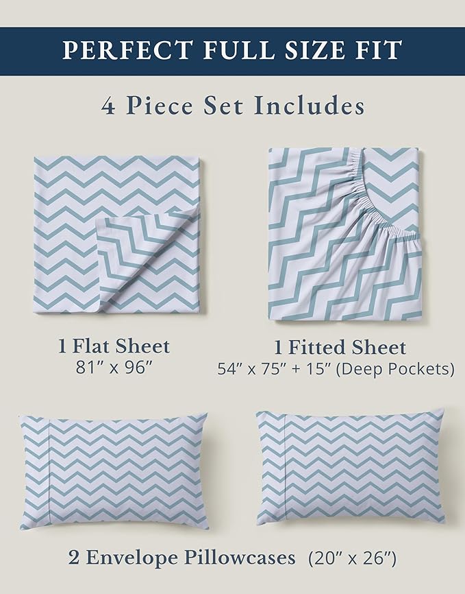 LANE LINEN 100% Organic Cotton Full Size Sheet & Pillowcase Sets, Fully - Image 4