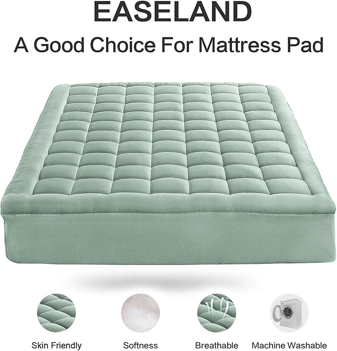 EASELAND Twin XL Mattress Pad Pillow Top Mattress Cover Quilted Fitted Mattress - Image 2