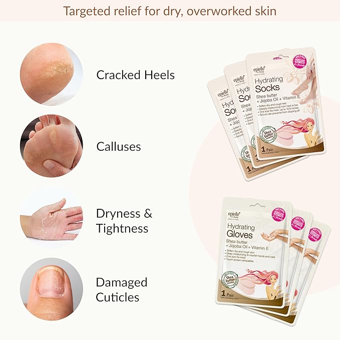Epielle Hydrating Hand & Foot Masks, Relieve and Soften Dry, Overworked Skin - Image 4