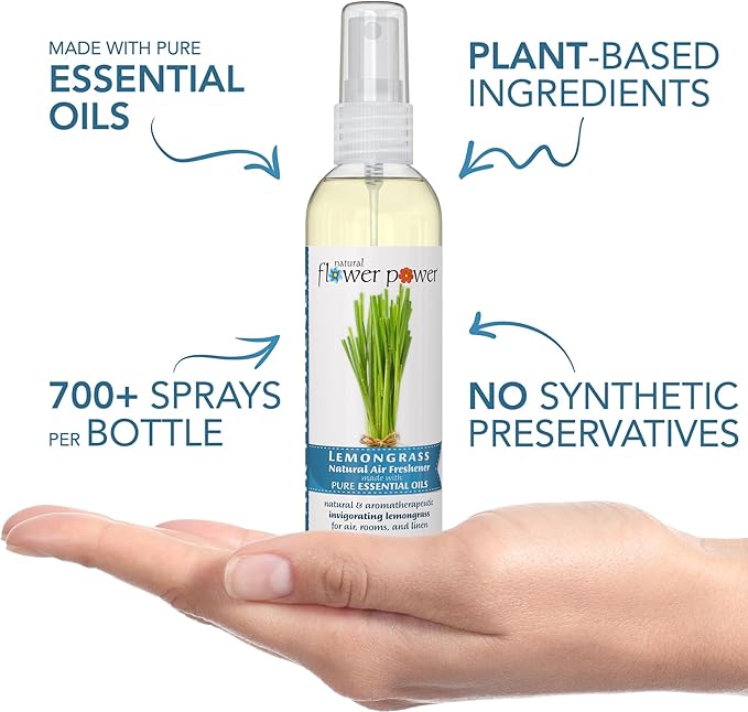 Natural Flower Power Air Freshener Spray | Lemongrass 4 Fl Oz | Pack of 3 | - Image 2