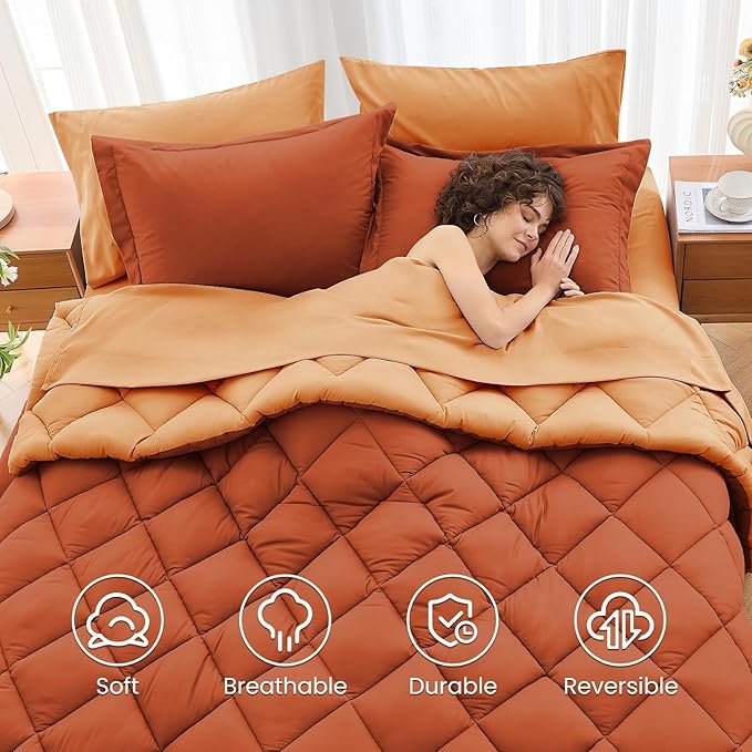MUXHOMO 7 Pieces King Comforter Set, Reversible Bed in a Bag King Size - Image 6