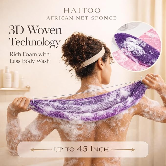 African Net Sponge Authentic, 3 Pieces African Exfoliating Net Sponge Body Back - Image 3