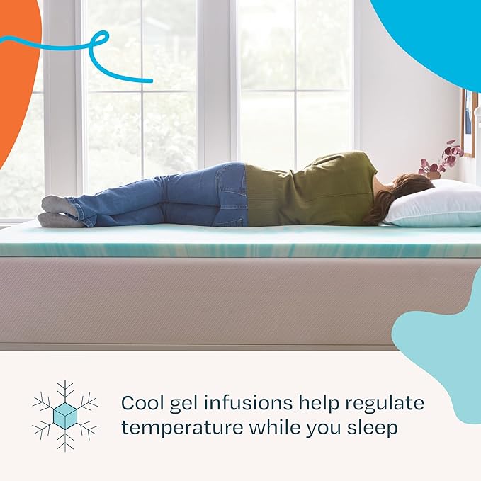 Linenspa 2 Inch Swirl Gel Memory Foam Mattress Topper, Full Size – Cooling Gel - Image 2