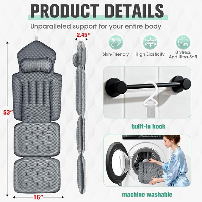 Upgraded Full Body Bath Pillow for Bathtub, Luxury Thick Bath Cushion for - Image 2