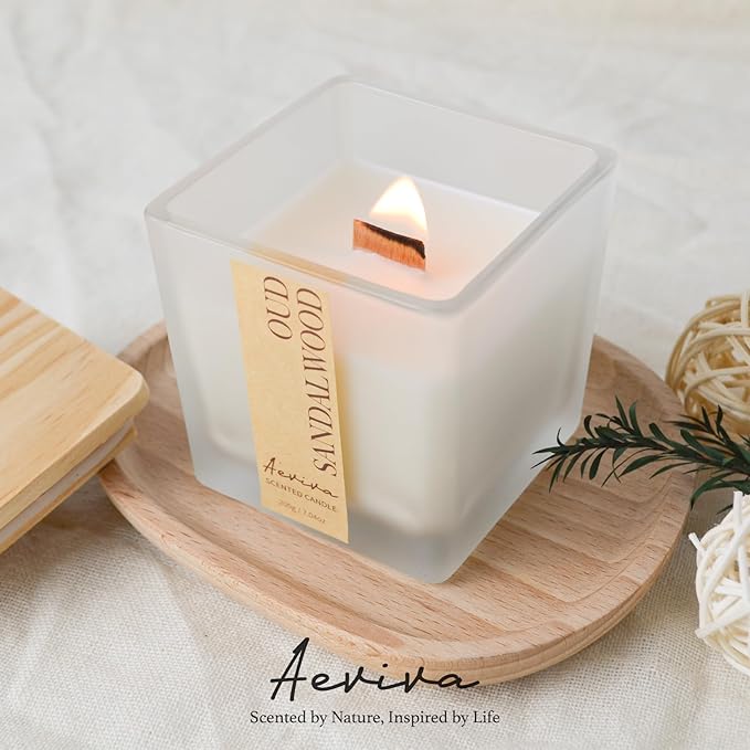 Scented Candle, 7.04 oz Oud Sandalwood Aromatherapy Candle, Natural Soy Wax - Image 5