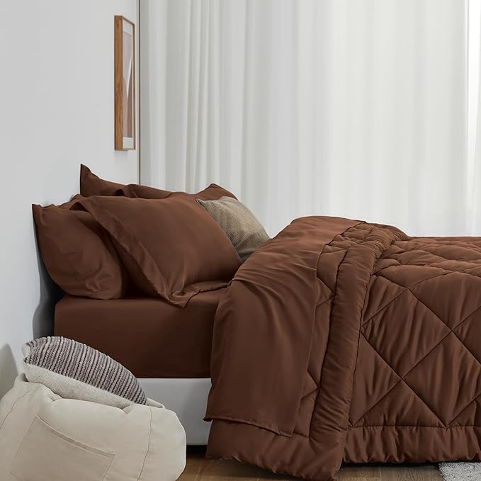 Love's cabin California King Comforter Set Brown, 7 Pieces California King Bed - Image 8