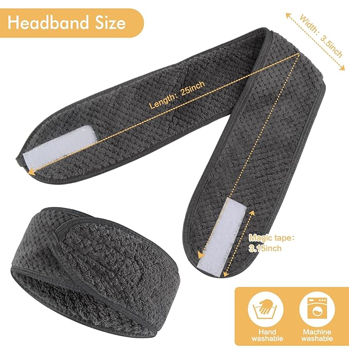 SINLAND Spa Headband for Women Ultra Soft Adjustable Makeup Hair Band - Image 2