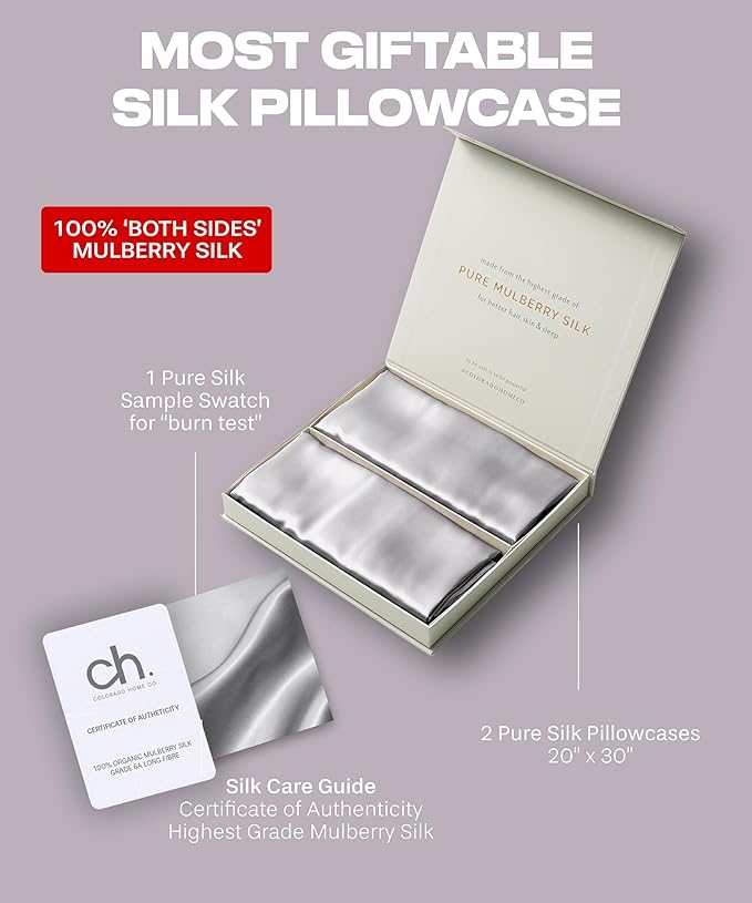 SUNDAYSILKS™ | Silk Pillow Cases 2 Pack | 22 Momme Mulberry Silk Pillowcase Set - Image 6