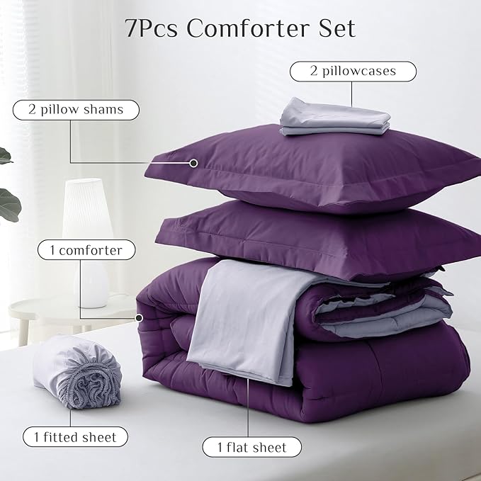JOLLYVOGUE King Comforter Set, Ultra-Soft Bed in a Bag King Size 7 Pieces - Image 5
