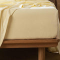 MooMee Fitted Bottom Sheet Only 100% Washed Cotton Linen Like Textured by MOOMEE